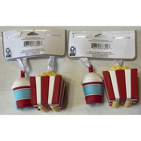 2 X 2-pk Hallmark Ornaments Popcorn & Slushie Plastic Tree Ornaments (NWT) - Picture 9 of 16